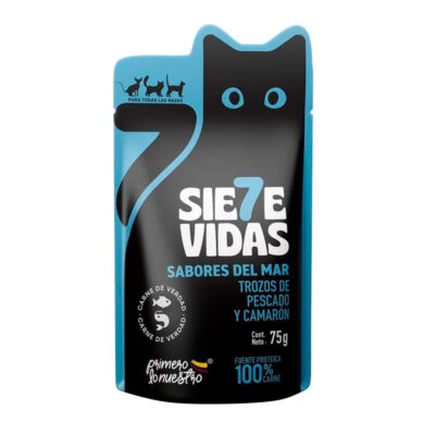 7 VIDAS POUCH TROZOS HUMEDOS SABORES DEL MAR X 85GR